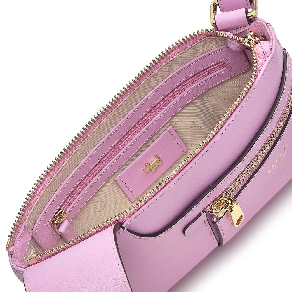 Pockets Leather Mini Ziptop Crossbody Bag in Sugar Pink - H1262679