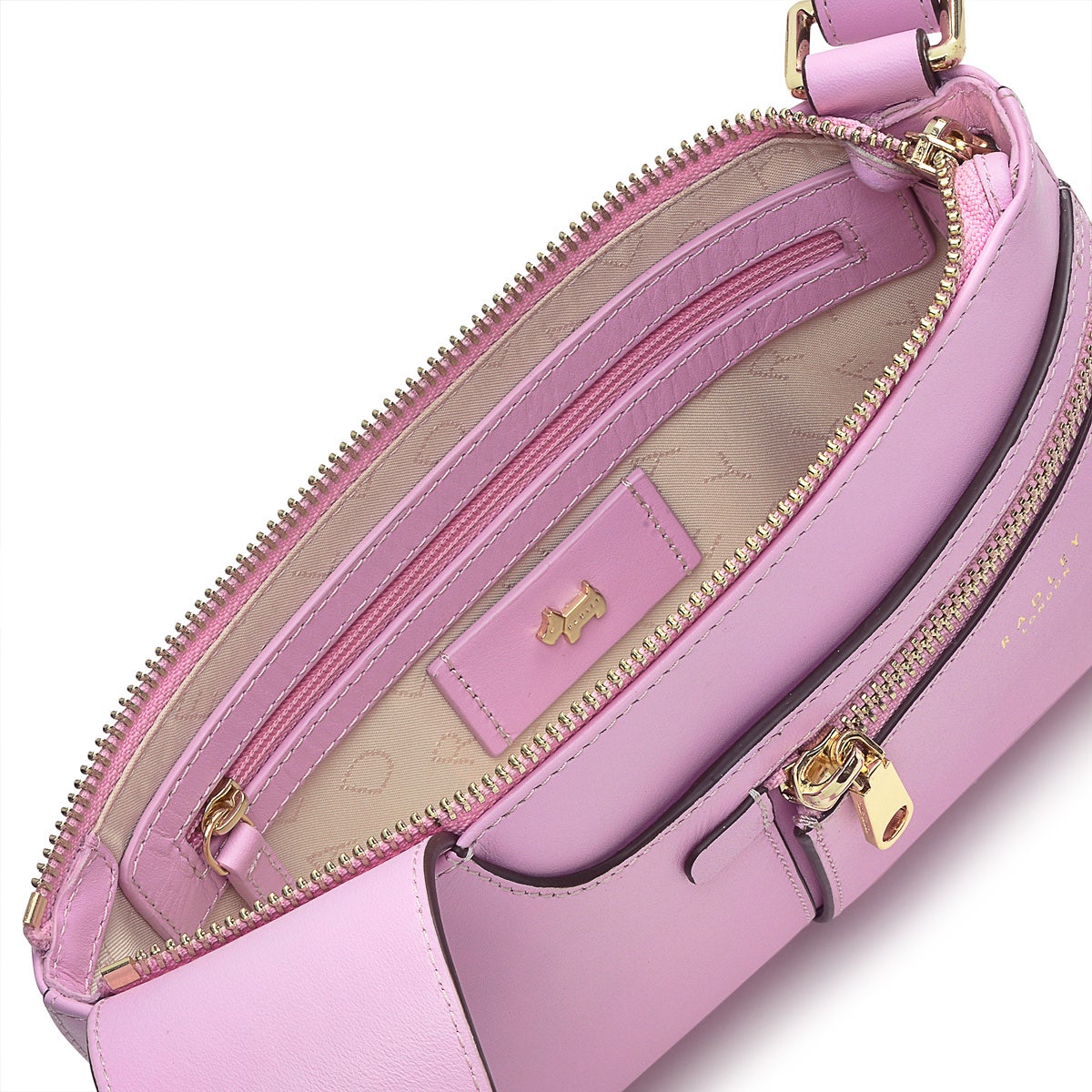 Pockets Leather Mini Ziptop Crossbody Bag in Sugar Pink - H1262679