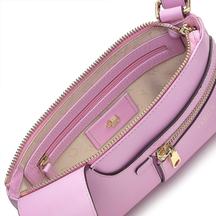 Pockets Leather Mini Ziptop Crossbody Bag in Sugar Pink - H1262679