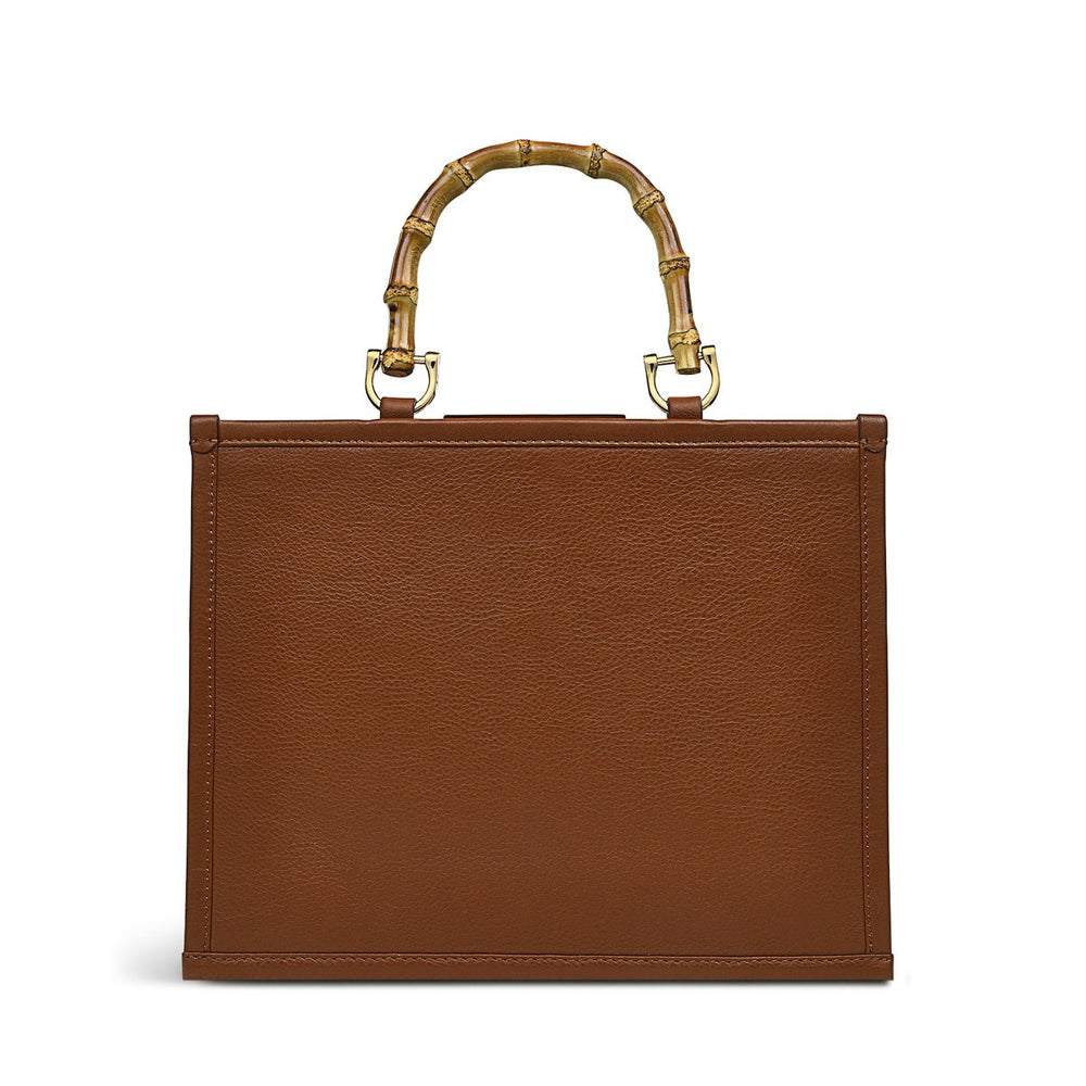 Audley Drive Leather Small Open Top Grab Bag in Tortoise - H1272205