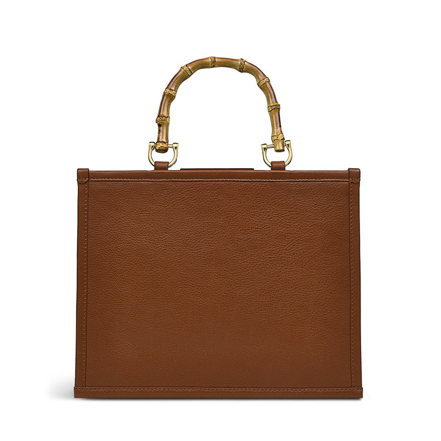 Audley Drive Leather Small Open Top Grab Bag in Tortoise - H1272205