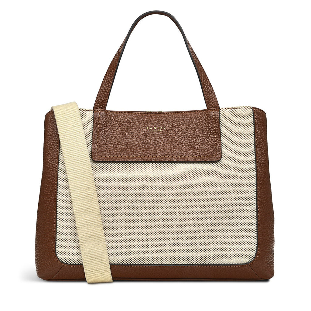 Dukes Place Leather Medium Ziptop Grab Bag in Tortoise - H1274205