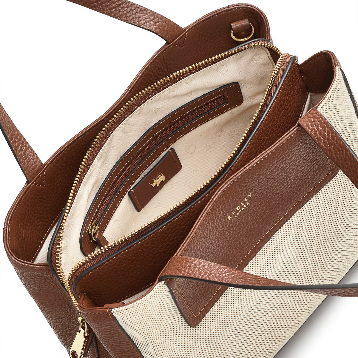 Dukes Place Leather Medium Ziptop Grab Bag in Tortoise - H1274205