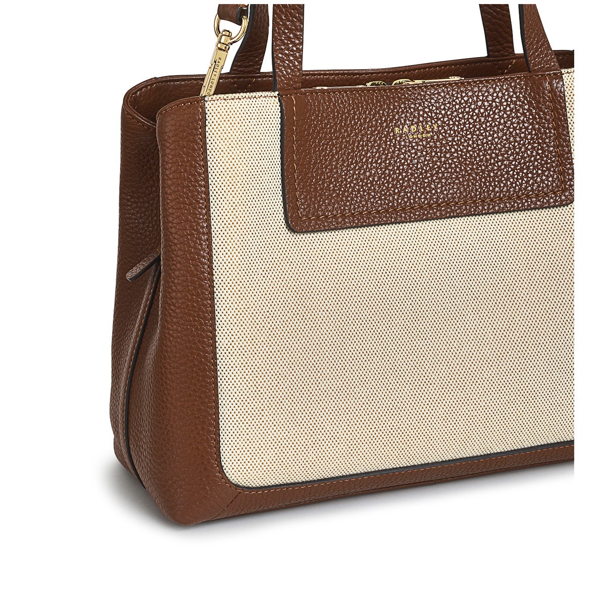 Dukes Place Leather Medium Ziptop Grab Bag in Tortoise - H1274205