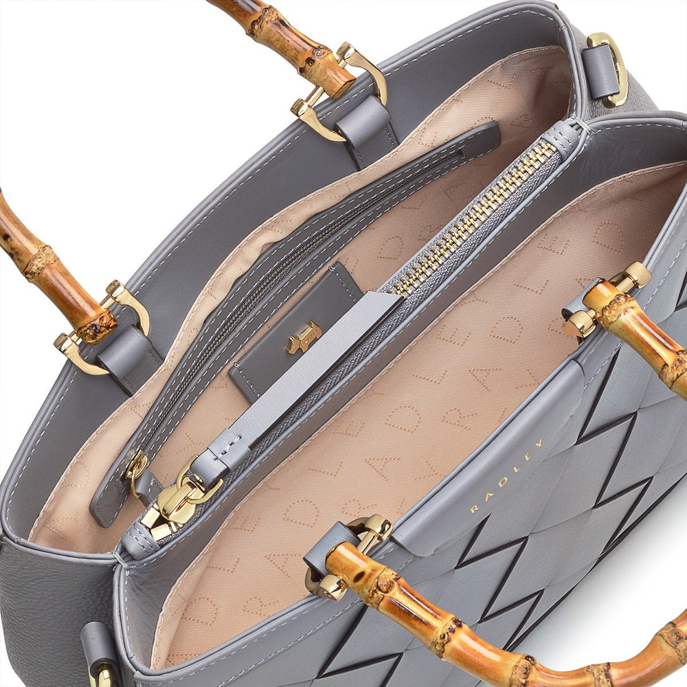 Melbury Gardens Leather Small Open Top Satchel Bag in Cloud Burst - H1276093