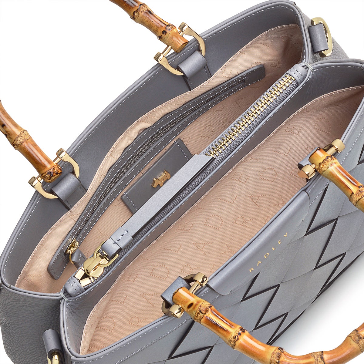 Melbury Gardens Leather Small Open Top Satchel Bag in Cloud Burst - H1276093