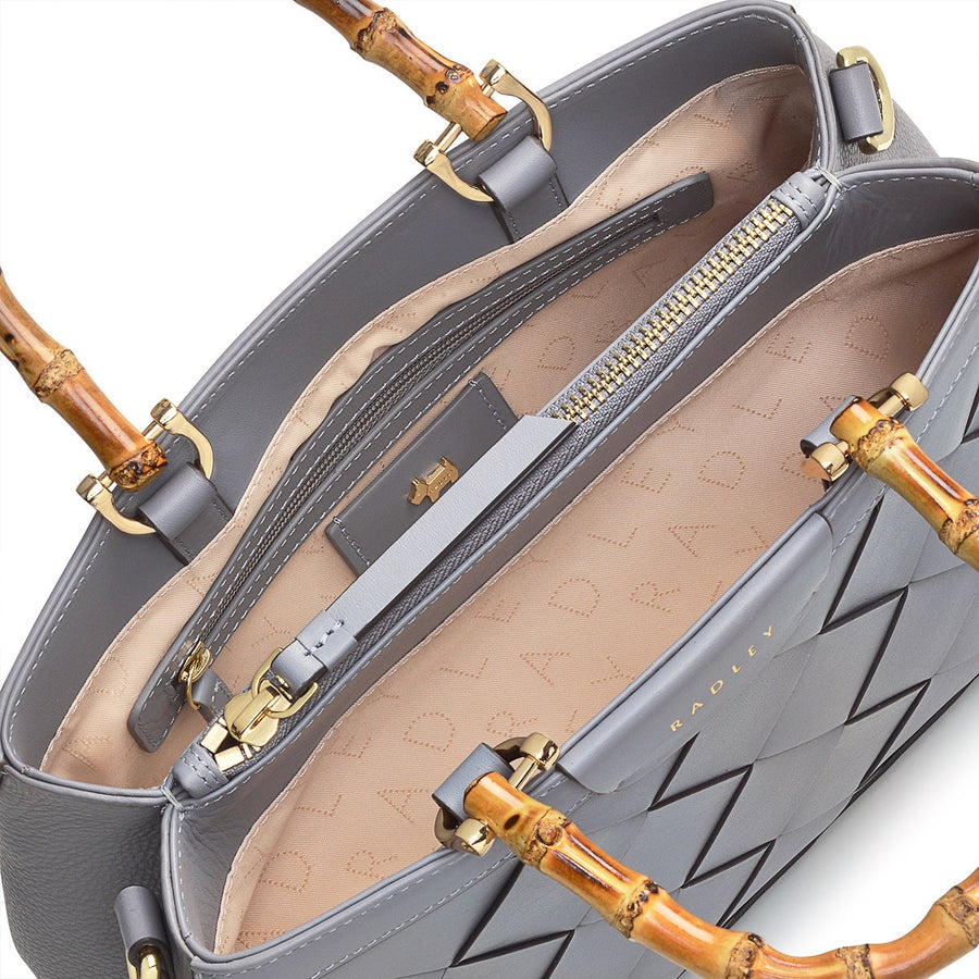 Melbury Gardens Leather Small Open Top Satchel Bag in Cloud Burst - H1276093