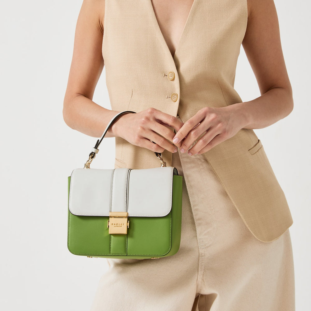 Hanley Close Leather Medium Flapover Satchel Bag in Bonsai - H1284317
