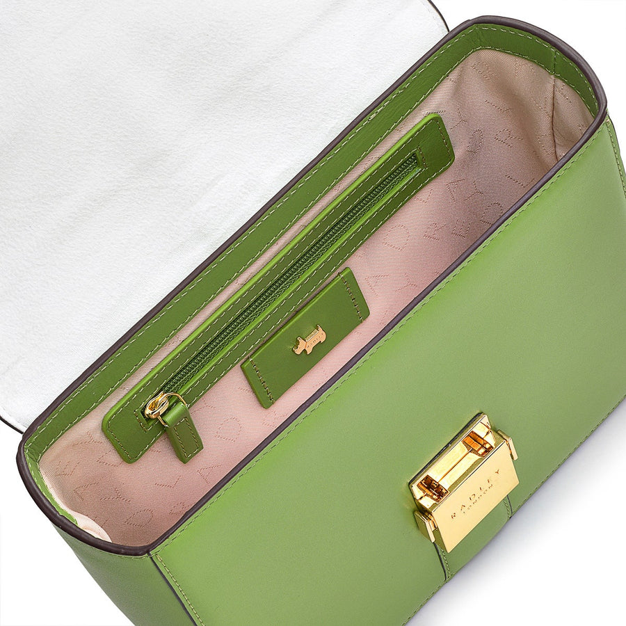 Hanley Close Leather Medium Flapover Satchel Bag in Bonsai - H1284317