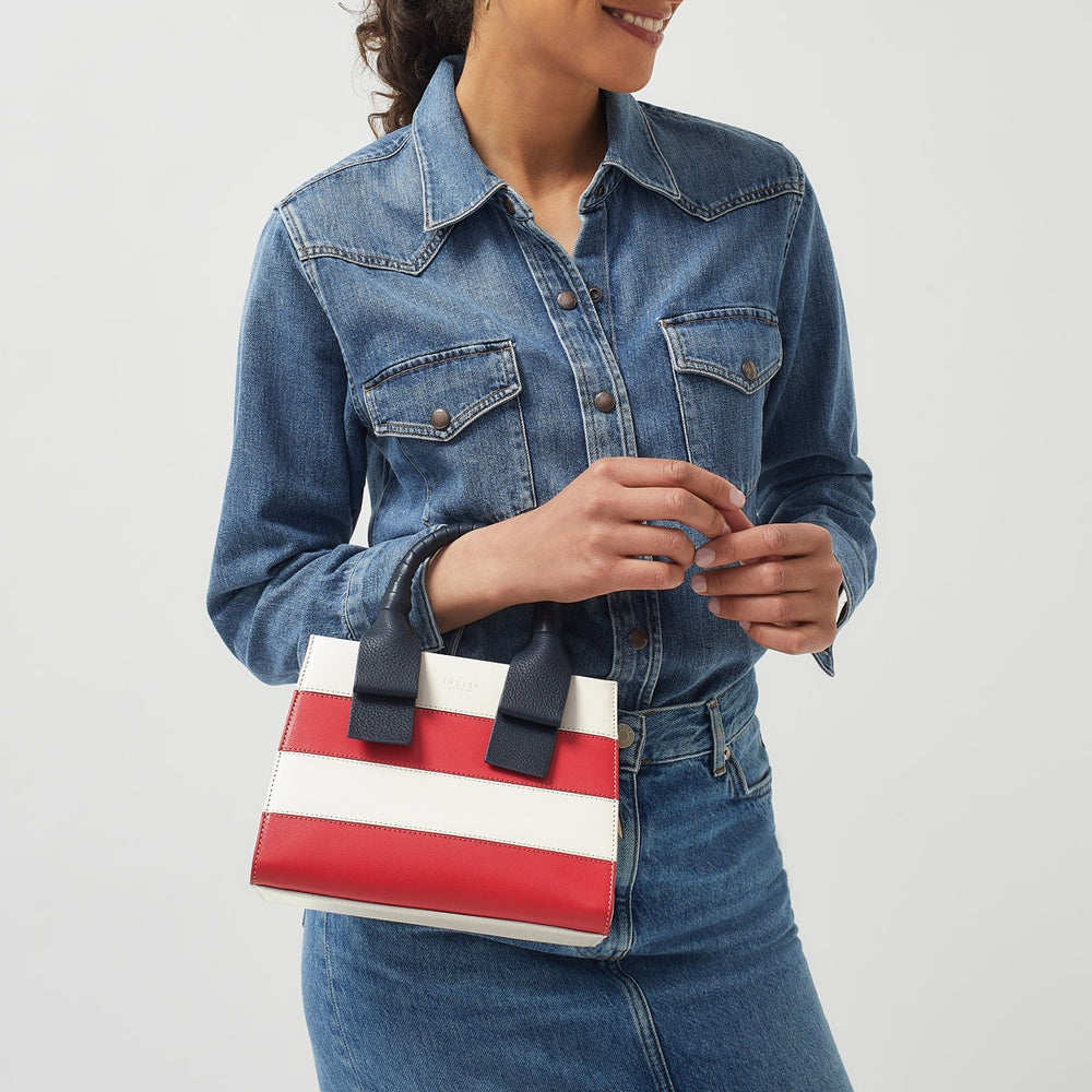 Finch Lane Leather Small Ziptop Grab Bag in Chalk - H1290109