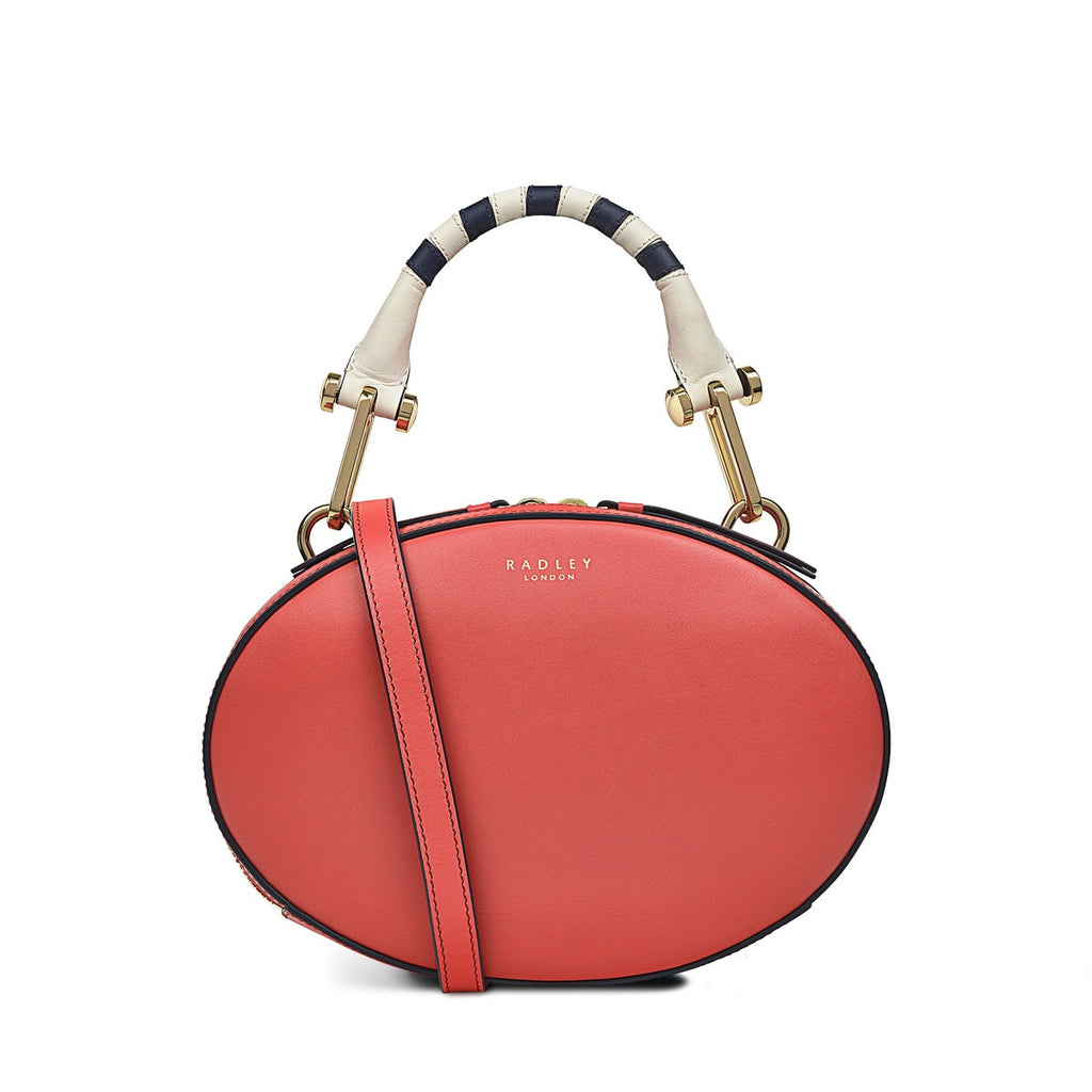 Basil Street Leather Small Zip Around Satchel Bag in Lava - H1297625