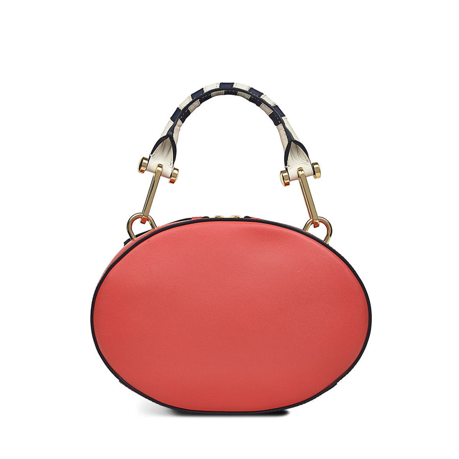 Basil Street Leather Small Zip Around Satchel Bag in Lava - H1297625