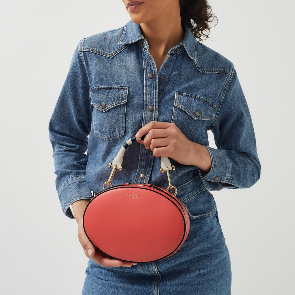 Basil Street Leather Small Zip Around Satchel Bag in Lava - H1297625