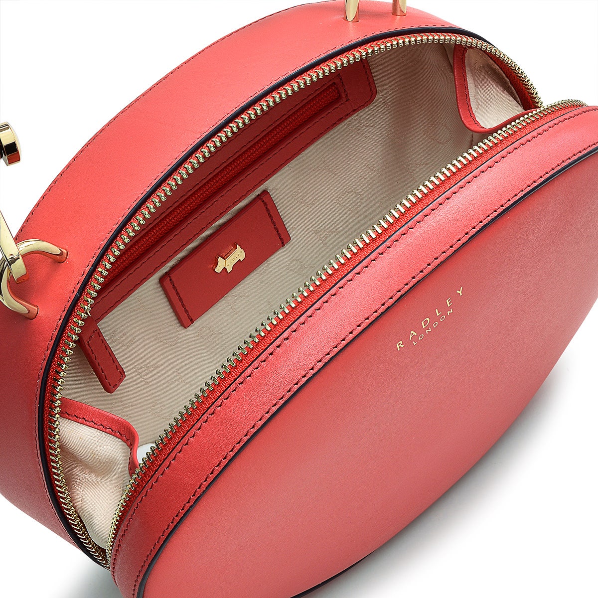 Basil Street Leather Small Zip Around Satchel Bag in Lava - H1297625