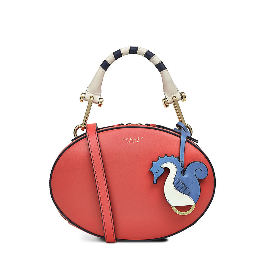 Basil Street Leather Small Zip Around Satchel Bag in Lava - H1297625