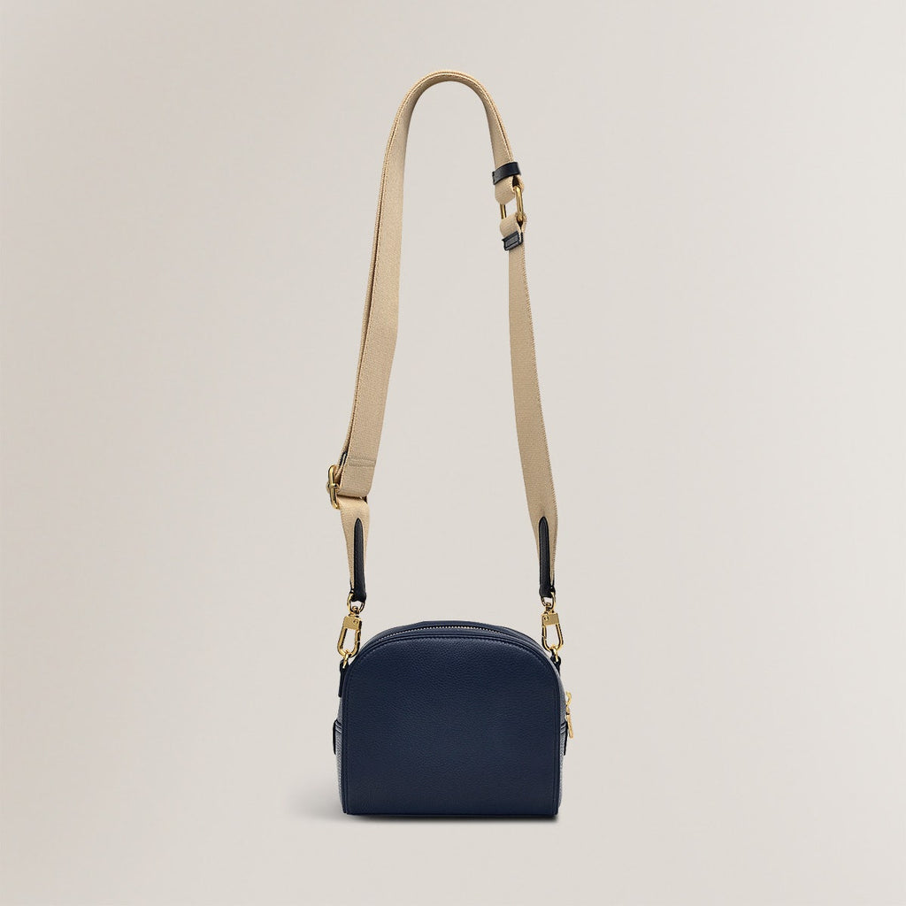 Arden Crescent Leather Small Zip Around Crossbody Bag in Ink - H1304401