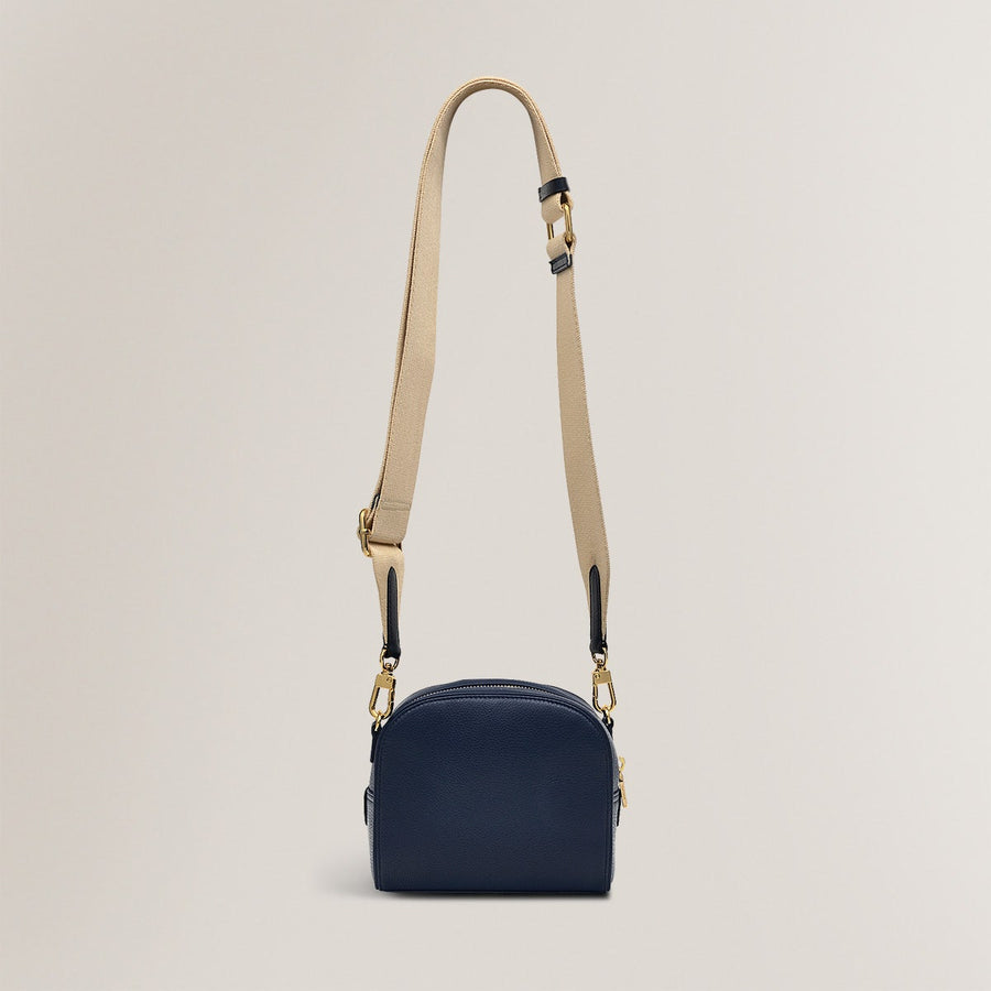 Arden Crescent Leather Small Zip Around Crossbody Bag in Ink - H1304401