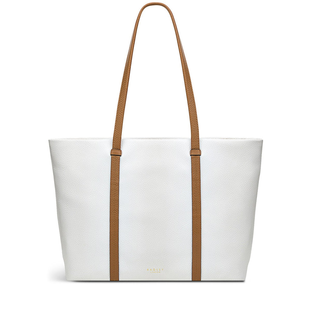 Farringdon Leather Medium Ziptop Tote Bag in Bright White - H1516100