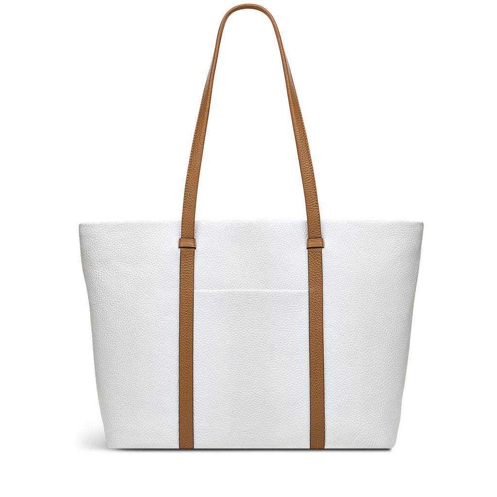 Farringdon Leather Medium Ziptop Tote Bag in Bright White - H1516100