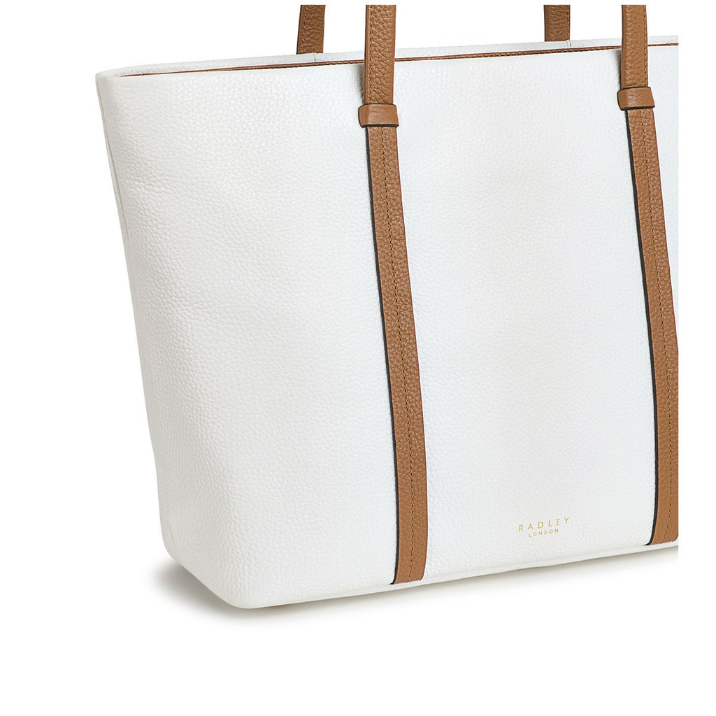 Farringdon Leather Medium Ziptop Tote Bag in Bright White - H1516100