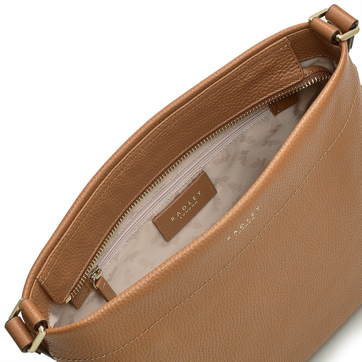 Rivington Leather Small Ziptop Crossbody Bag in Caramel - H1519235