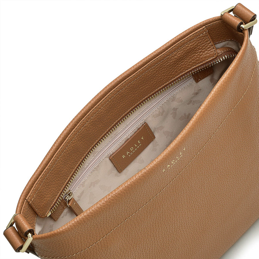 Rivington Leather Small Ziptop Crossbody Bag in Caramel - H1519235