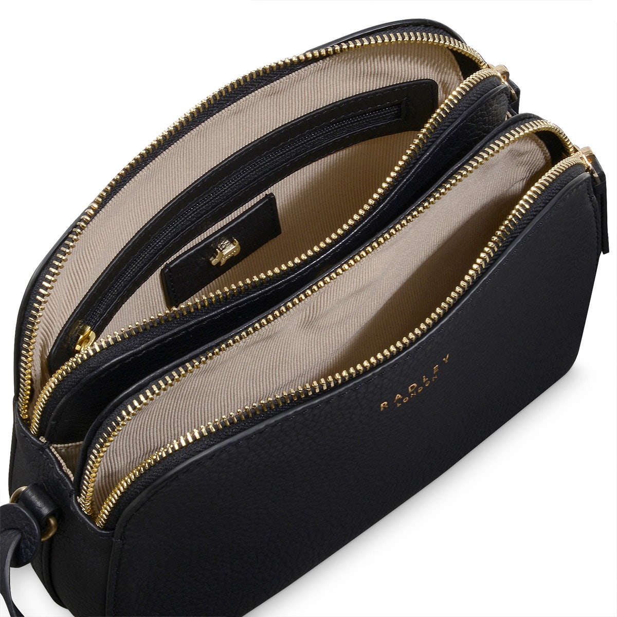 Dukes Place Leather Medium Ziptop Crossbody Bag in Black - H1555001