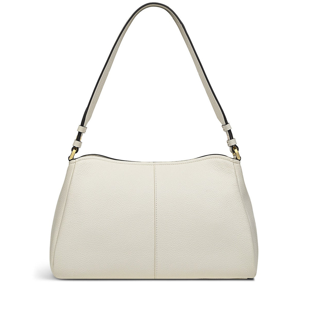 Newhaven Road Leather Medium Ziptop Shoulder Bag in Chalk - H1565109