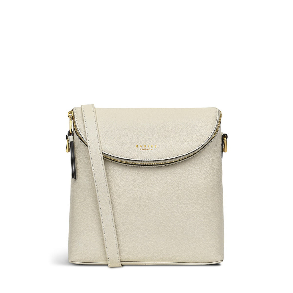 Crown Hill Leather Small Flapover Crossbody Bag in Chalk - H1571109