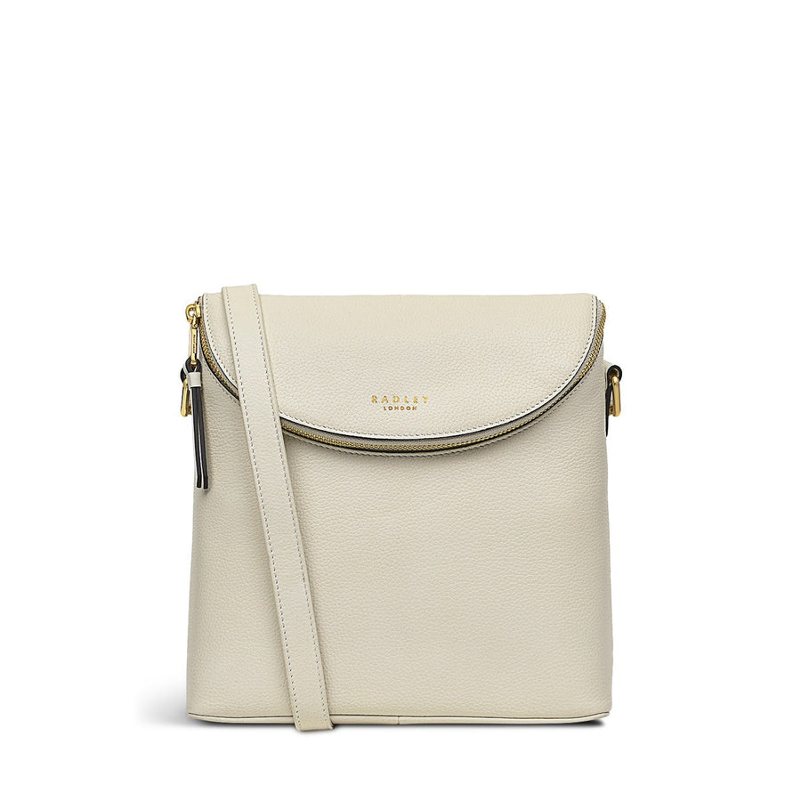 Crown Hill Leather Small Flapover Crossbody Bag in Chalk - H1571109