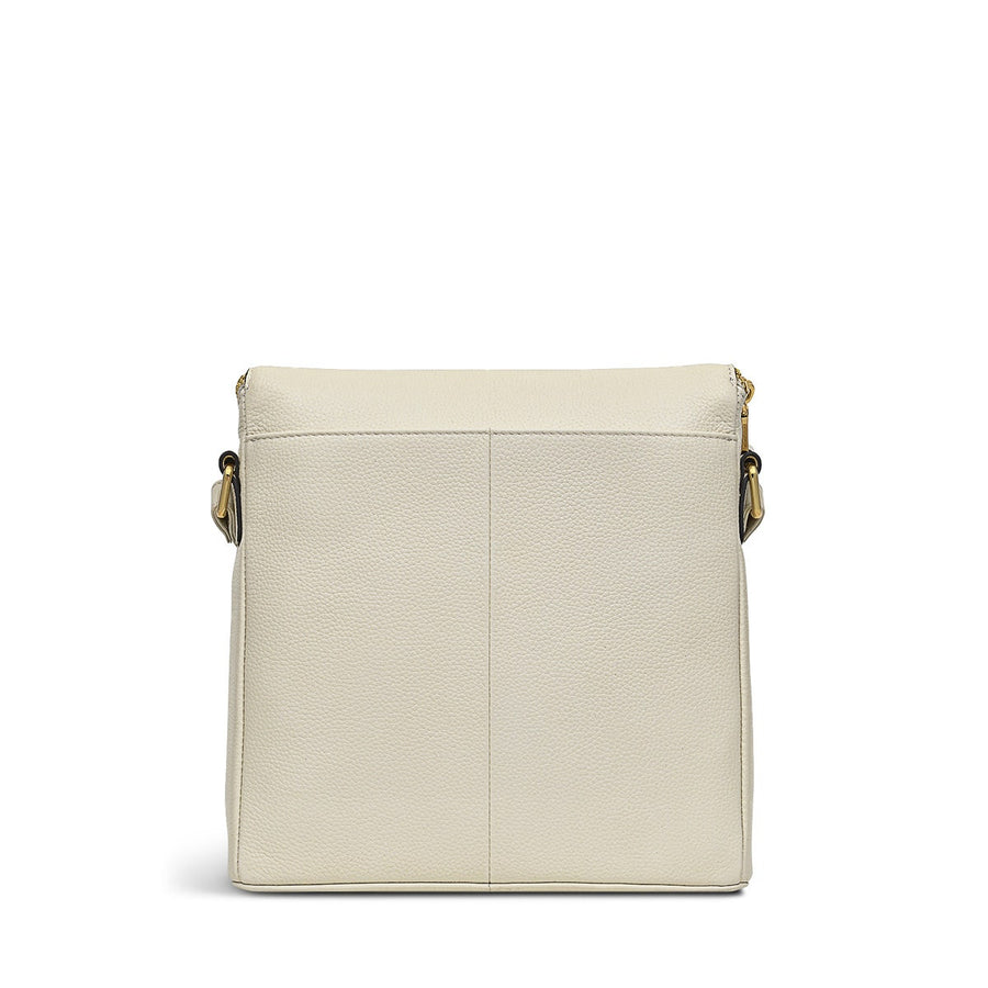 Crown Hill Leather Small Flapover Crossbody Bag in Chalk - H1571109