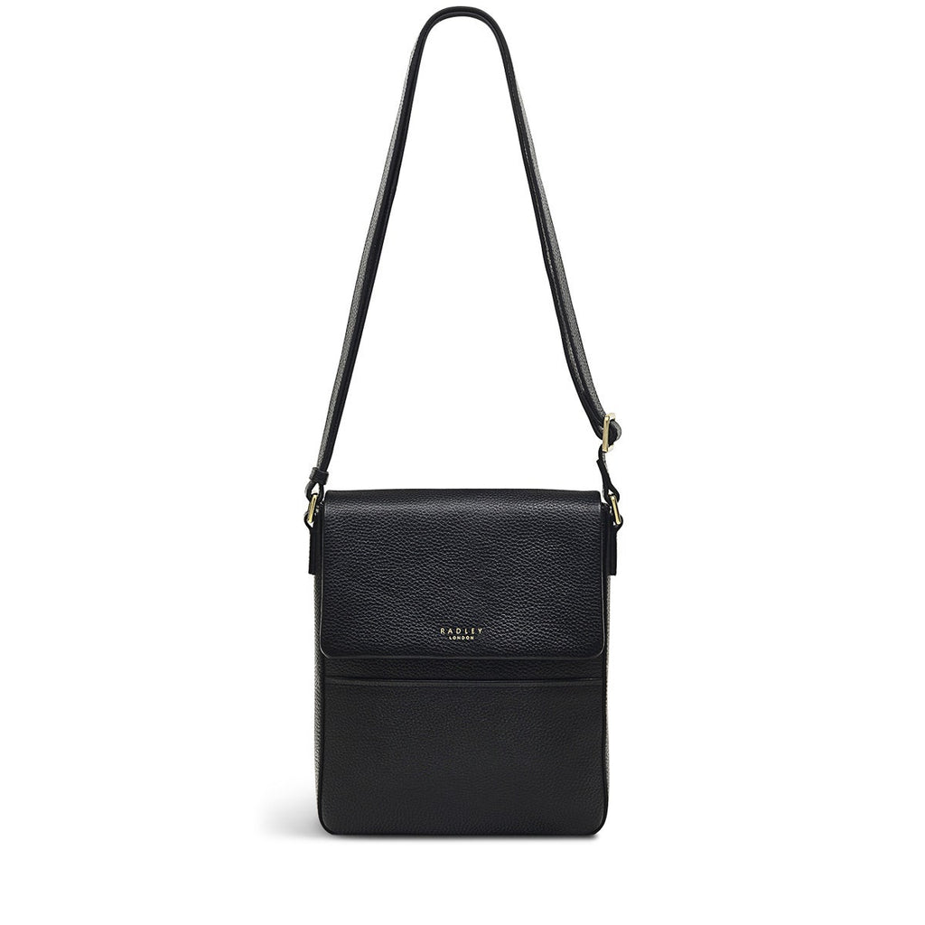 Whitby Row Leather Small Flapover Crossbody Bag in Black - H1588001