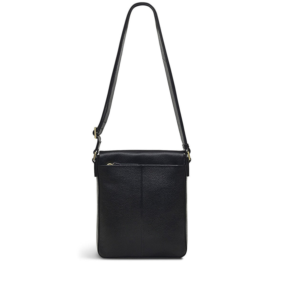 Whitby Row Leather Small Flapover Crossbody Bag in Black - H1588001