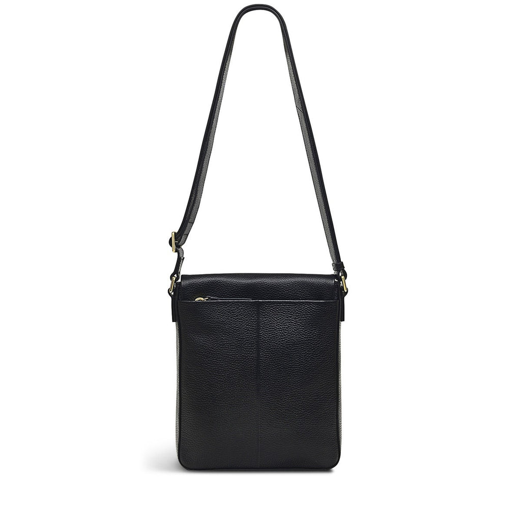 Whitby Row Leather Small Flapover Crossbody Bag in Black - H1588001