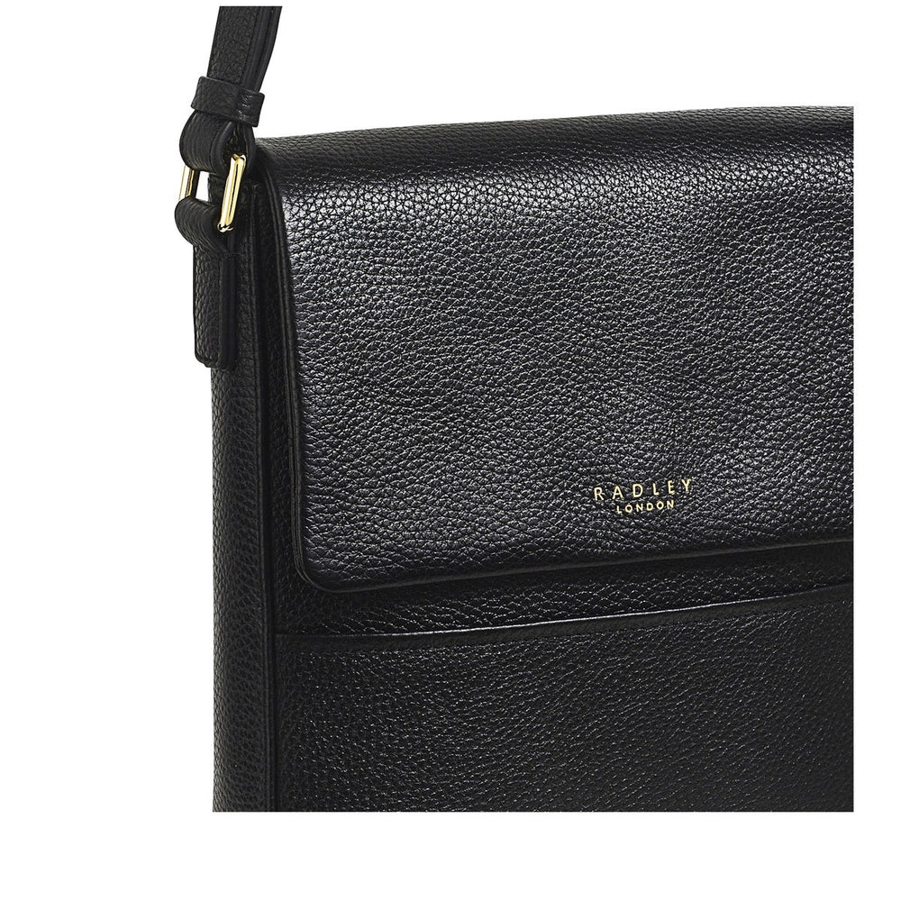 Whitby Row Leather Small Flapover Crossbody Bag in Black - H1588001