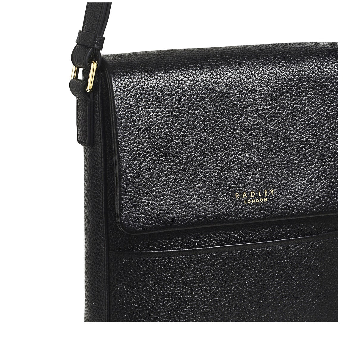Whitby Row Leather Small Flapover Crossbody Bag in Black - H1588001