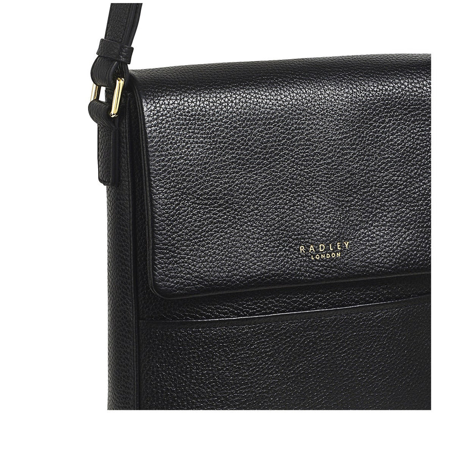 Whitby Row Leather Small Flapover Crossbody Bag in Black - H1588001