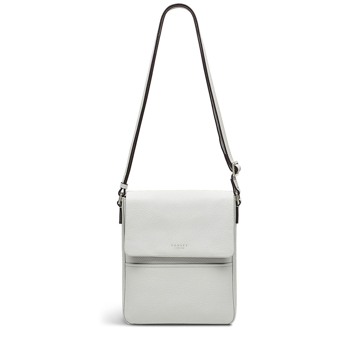 Whitby Row Leather Small Flapover Crossbody Bag in Goose Grey - H1589053