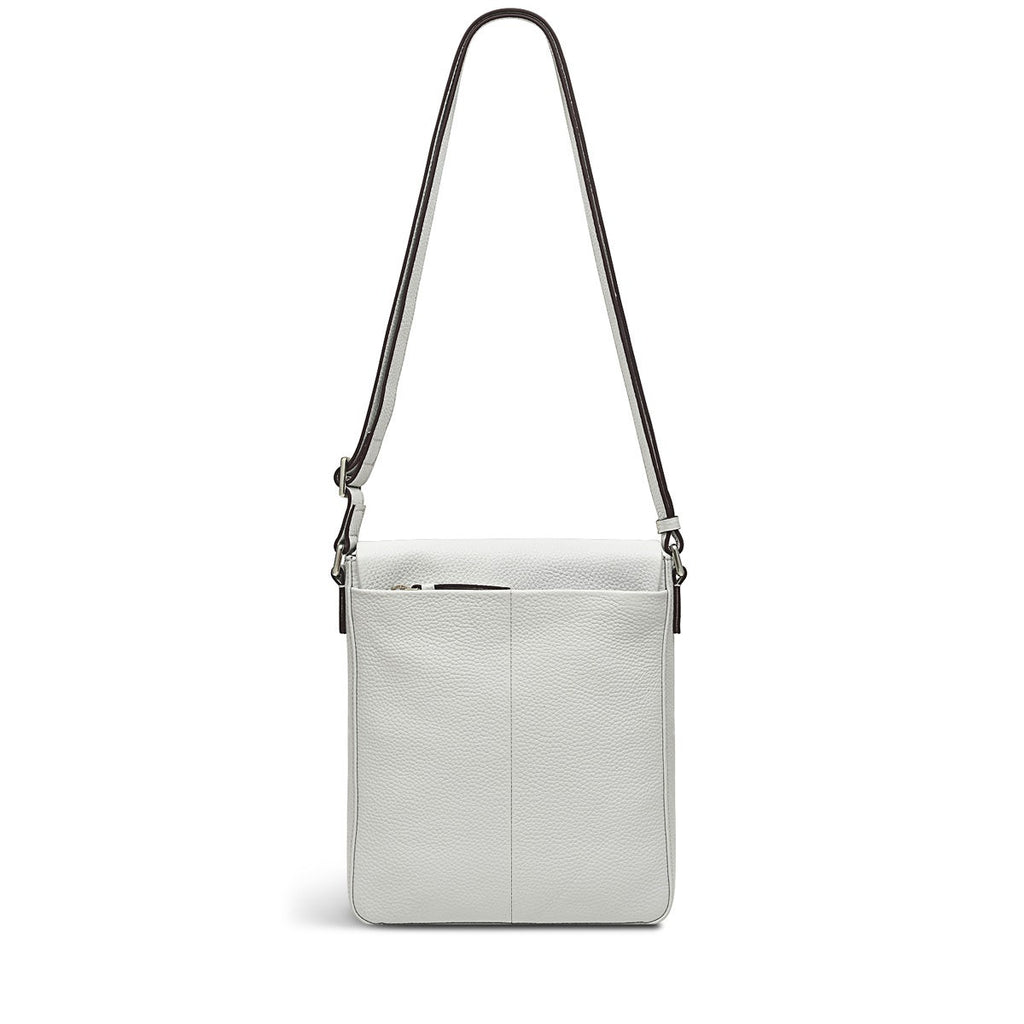 Whitby Row Leather Small Flapover Crossbody Bag in Goose Grey - H1589053