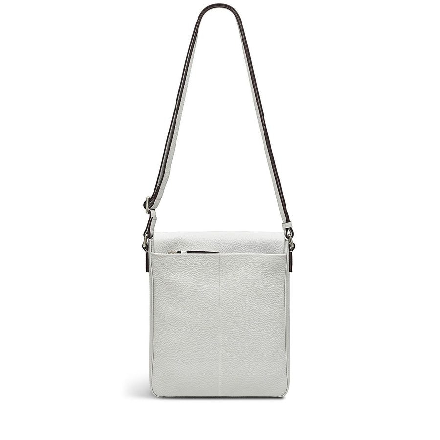 Whitby Row Leather Small Flapover Crossbody Bag in Goose Grey - H1589053