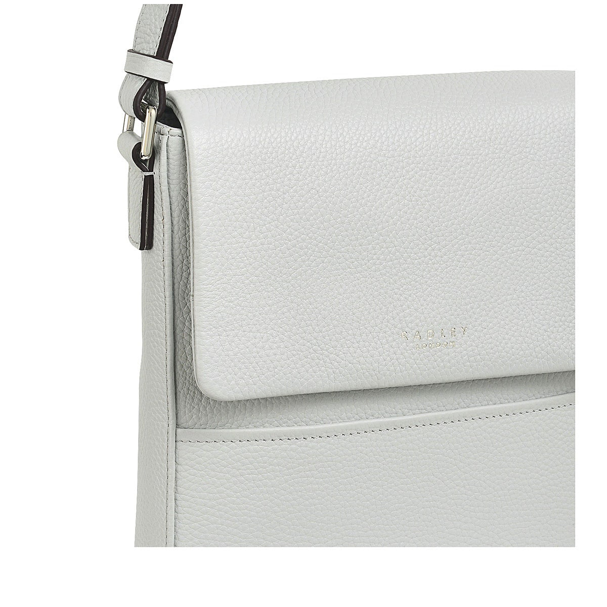 Whitby Row Leather Small Flapover Crossbody Bag in Goose Grey - H1589053