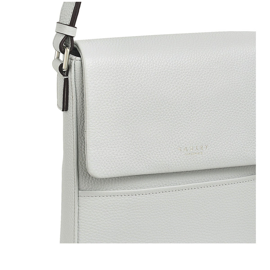 Whitby Row Leather Small Flapover Crossbody Bag in Goose Grey - H1589053