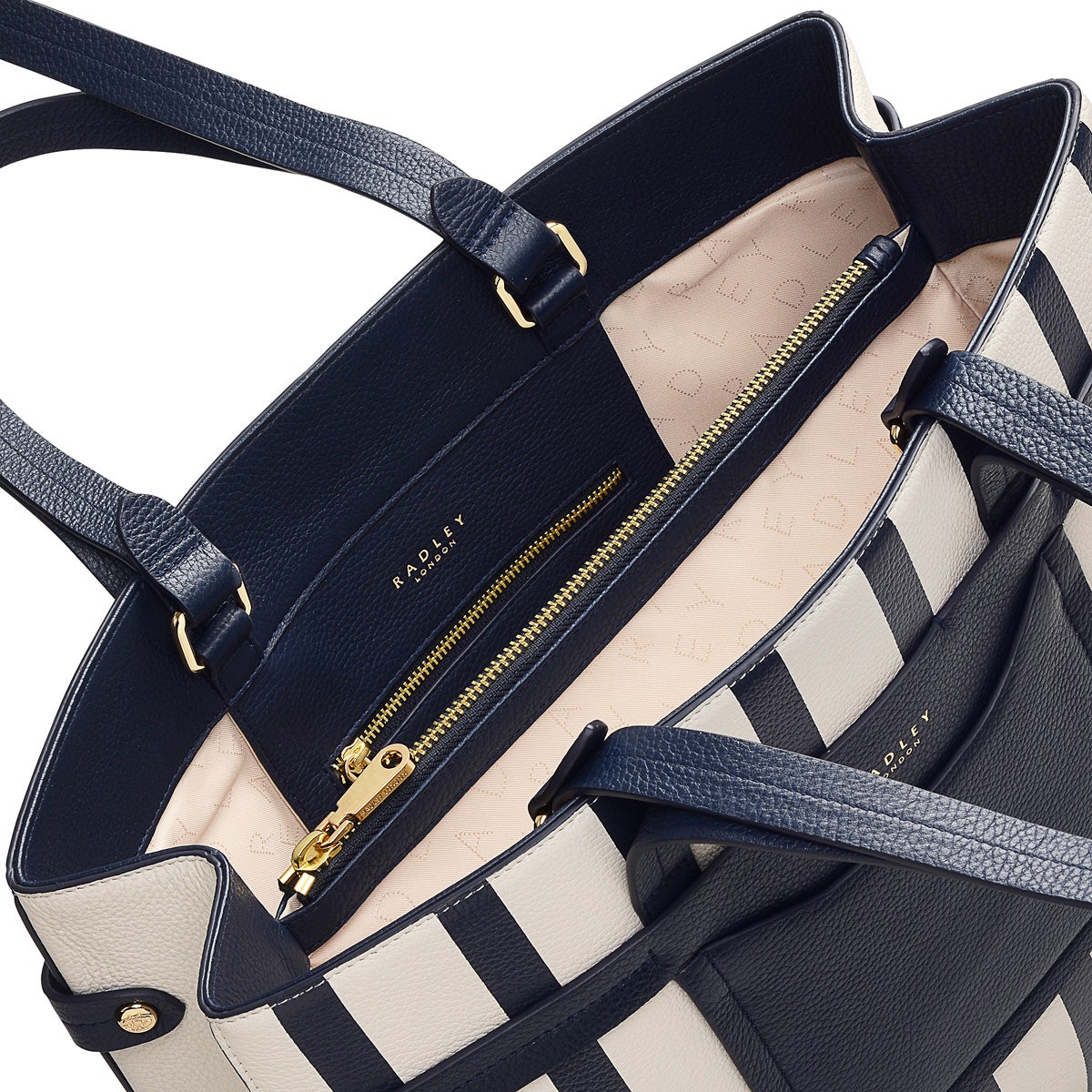 Ink Blue Striped Tote Bag | Florence Road Stripe | Radley Ink Blue Striped Tote Bag | Florence Road Stripe | Radley