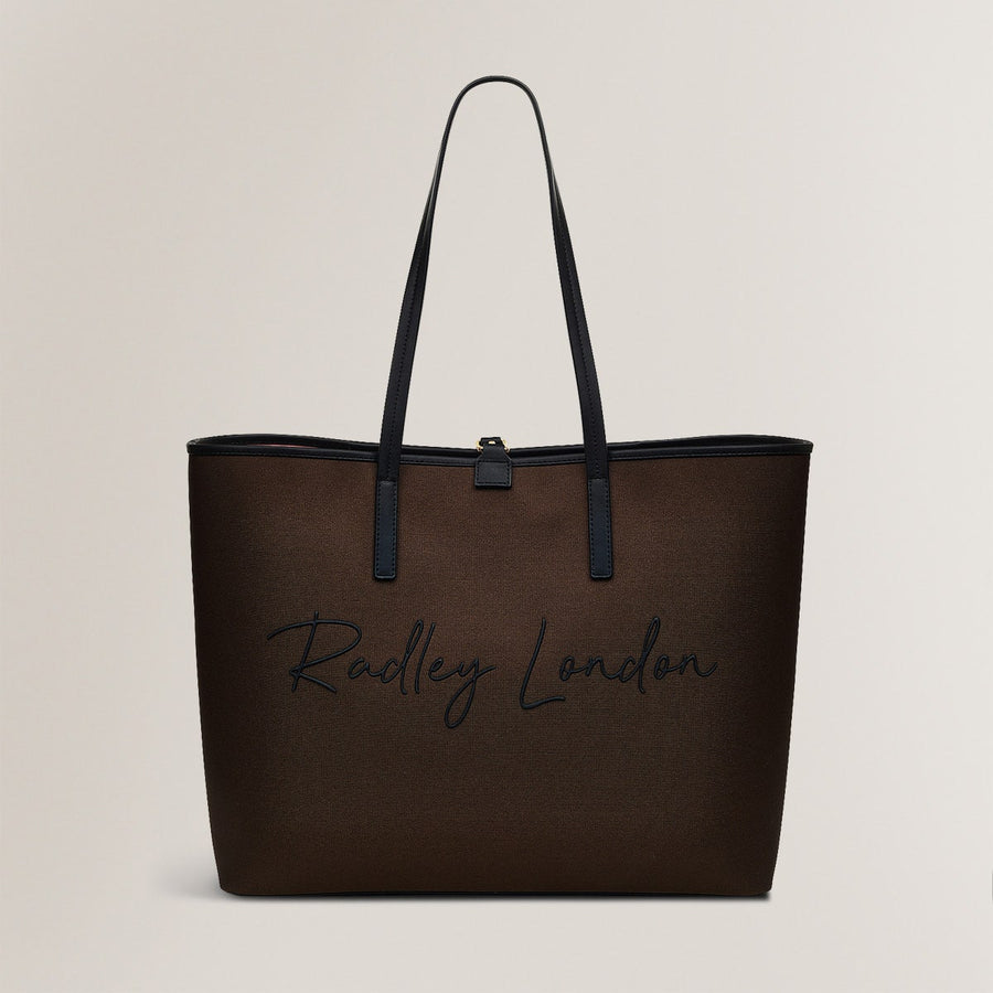 Addison Gardens Leather Large Open Top Tote Bag in Dark Oak - H1791209