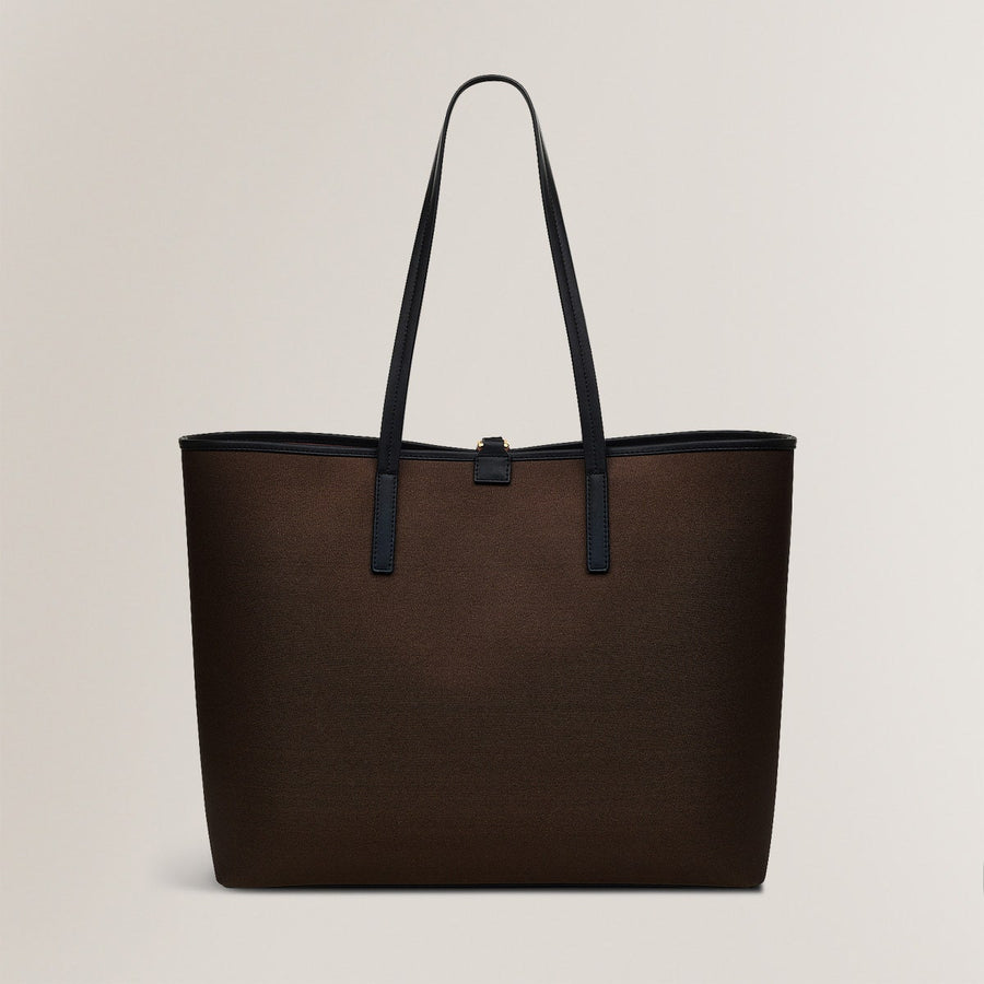 Addison Gardens Leather Large Open Top Tote Bag in Dark Oak - H1791209