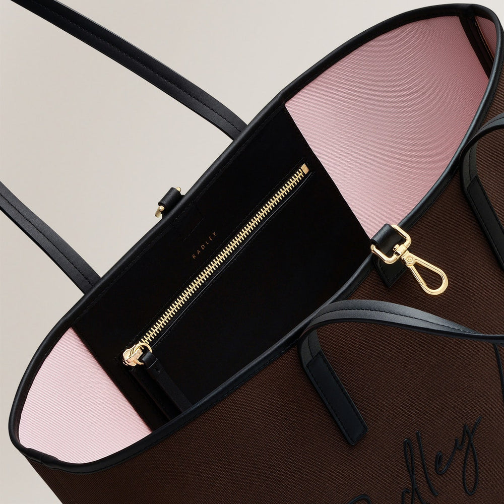 Addison Gardens Leather Large Open Top Tote Bag in Dark Oak - H1791209