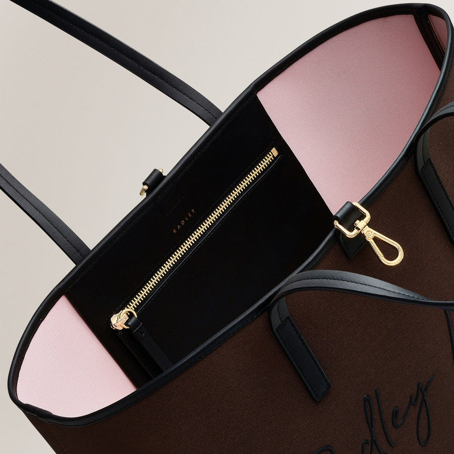 Addison Gardens Leather Large Open Top Tote Bag in Dark Oak - H1791209