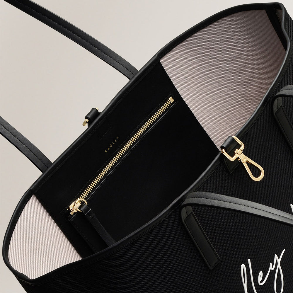 Addison Gardens Leather Large Open Top Tote Bag in Black - H1792001