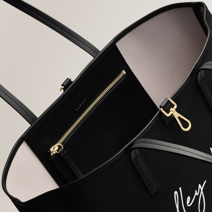 Addison Gardens Leather Large Open Top Tote Bag in Black - H1792001