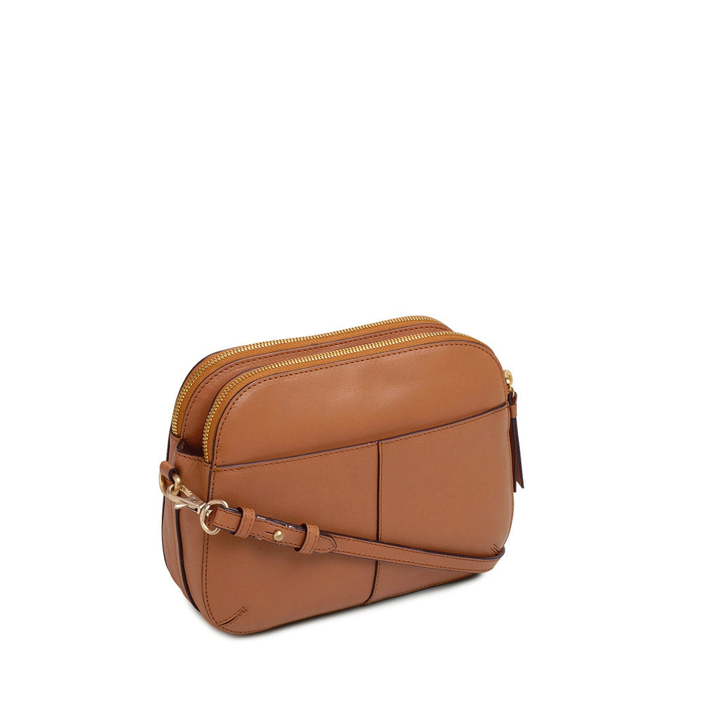Dukes Place Leather Medium Ziptop Crossbody Bag in Dark Butter - H1988260